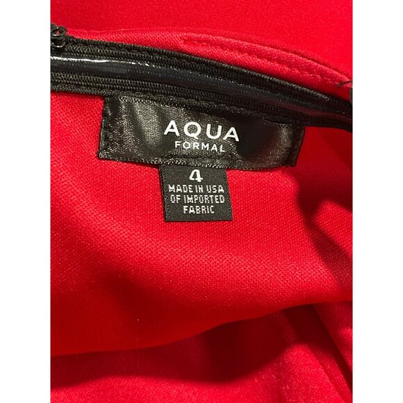 Aqua Red Formal Strapless Gown With Bow Detail & Back Zipper Closure Size 4 - Picture 6 of 6